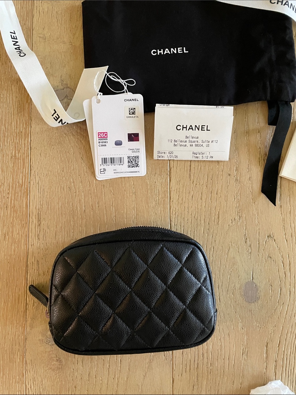 CHANEL Black Quilted Mini Vanity Bag with Gold CC Hardware - Picture 4 of 10